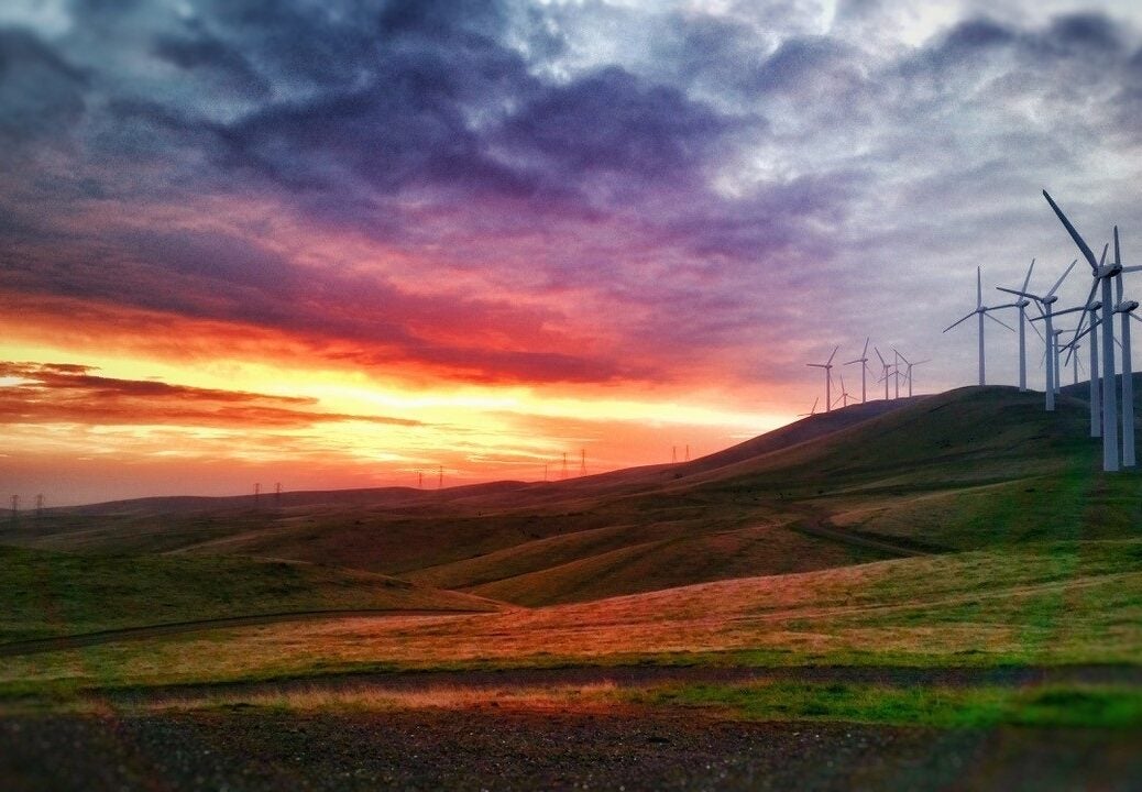 Turbines at sunset