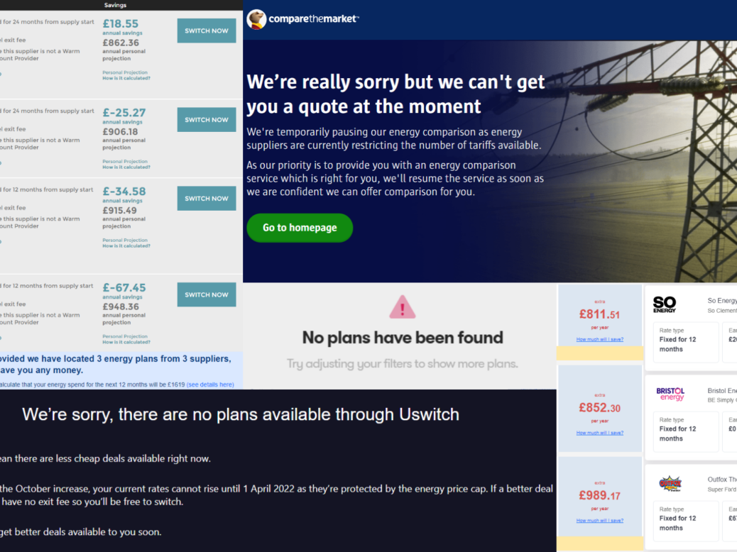 Price comparison website screenshots