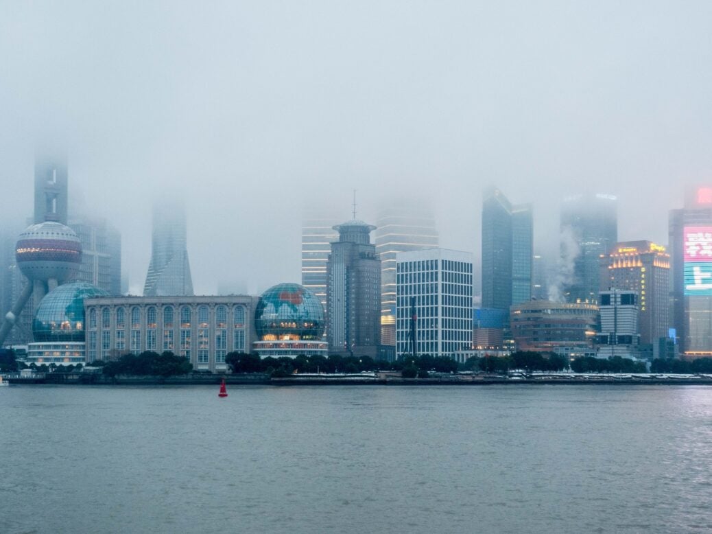 Shanghai skyline in fog