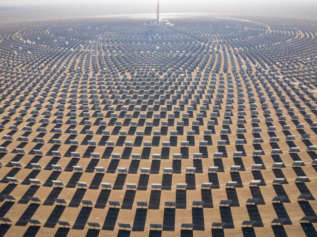 Concentrated solar power plant in the Gobi desert.
