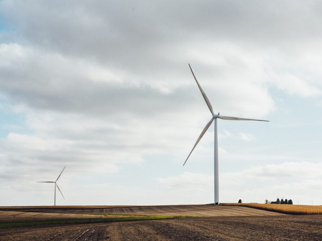 Wind turbines in Iowa, US.