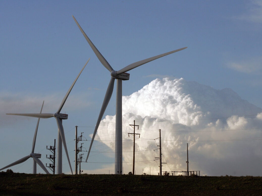 Wind turbines and power lines