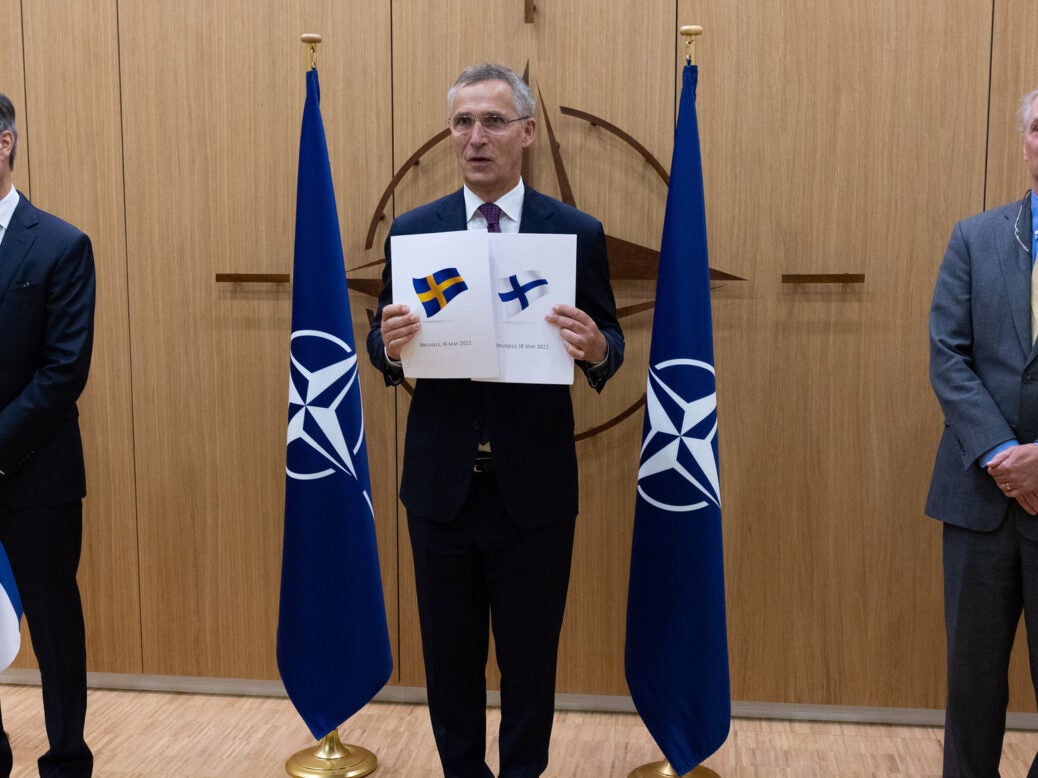 Finland and Sweden apply for NATO membership.
