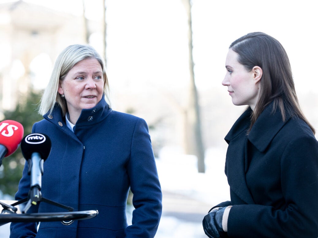 Magdalena Andersson and Finnish Prime Minister Sanna Marin