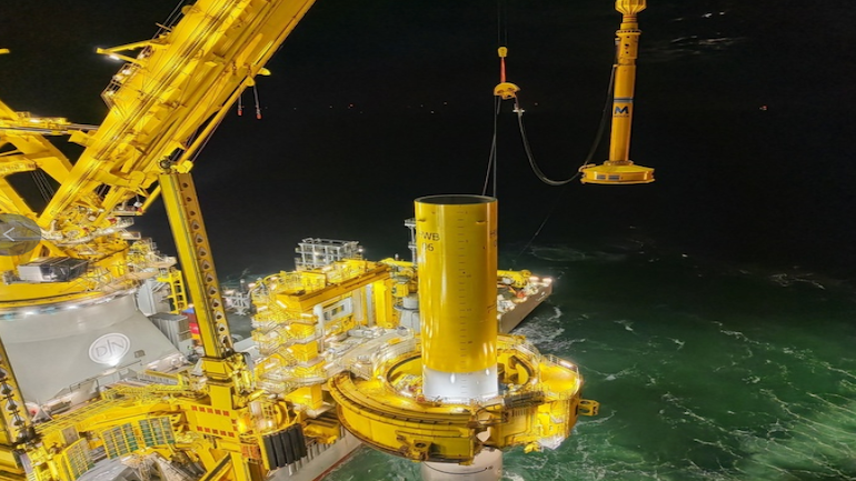 First monopile installed at OranjeWind offshore wind farm